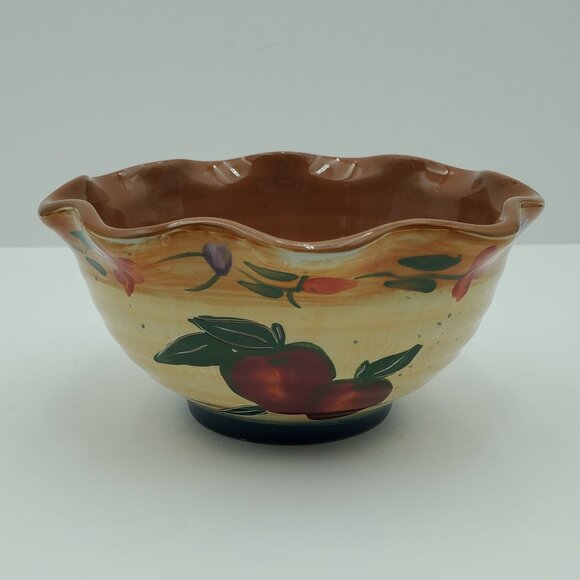 Giftcraft Country Fair Soup Cereal Bowls 2003 Apple Ruffled Edge Dessert Bowls - Picture 7 of 10